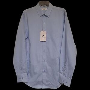 NWT Alex Vando Men's Light Blue Button Front Dress Shirt, Medium